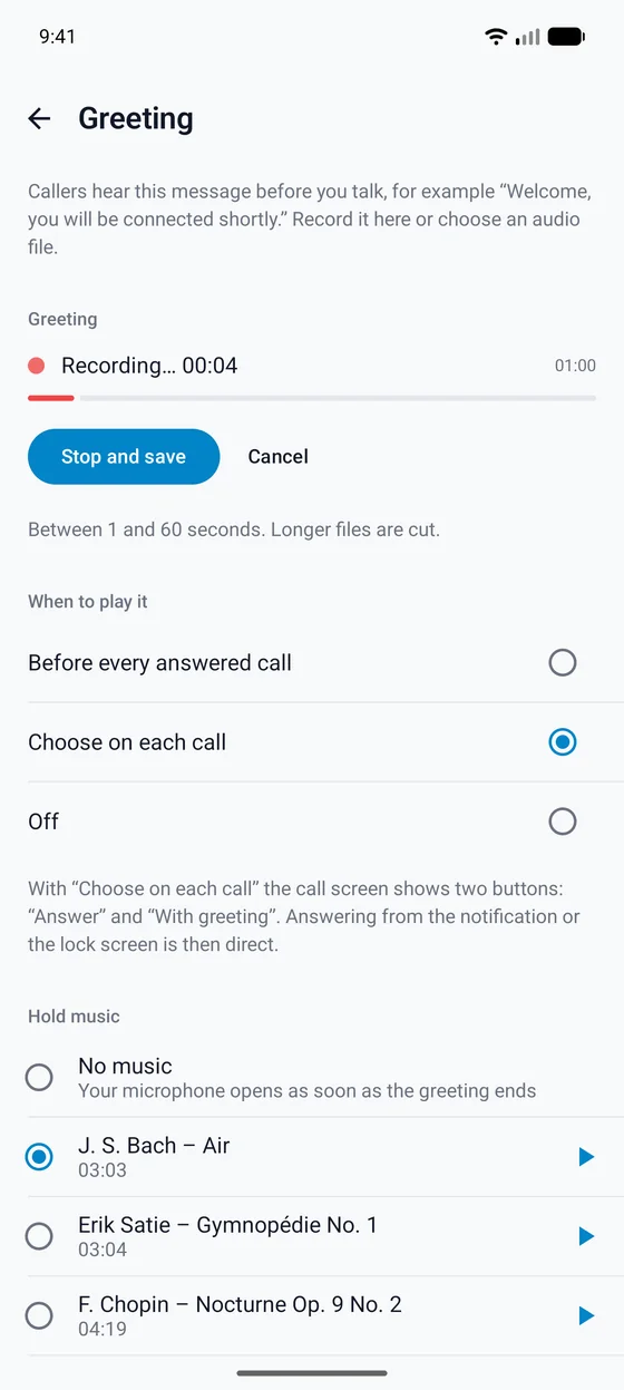 Recording a greeting