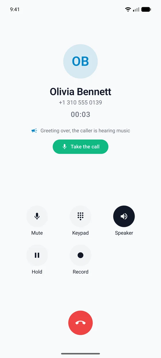 Hold music and Take the call
