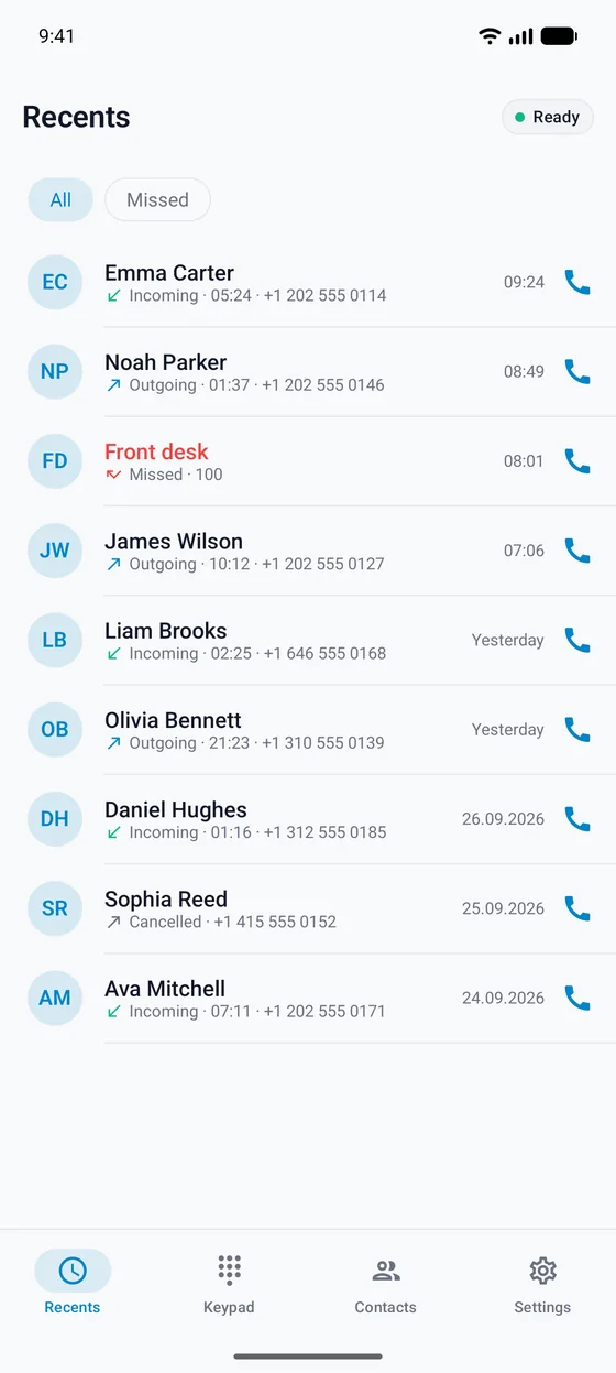 Recents in light mode
